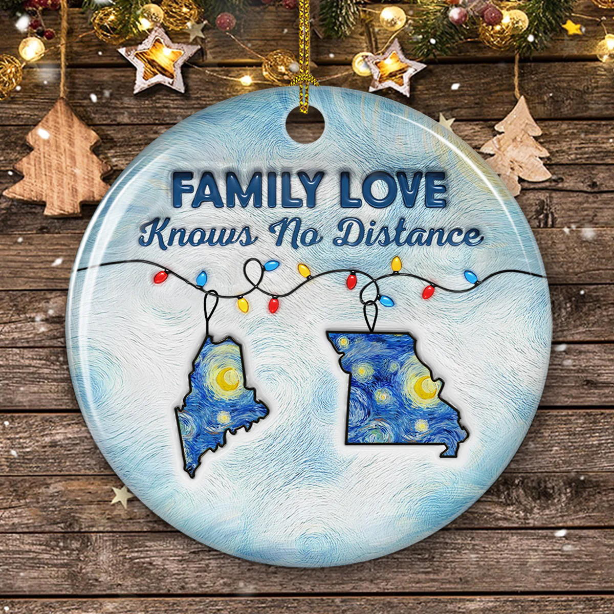 Long Distance - Personalized Custom 3D Inflated Effect Ceramic Ornament - Image 5