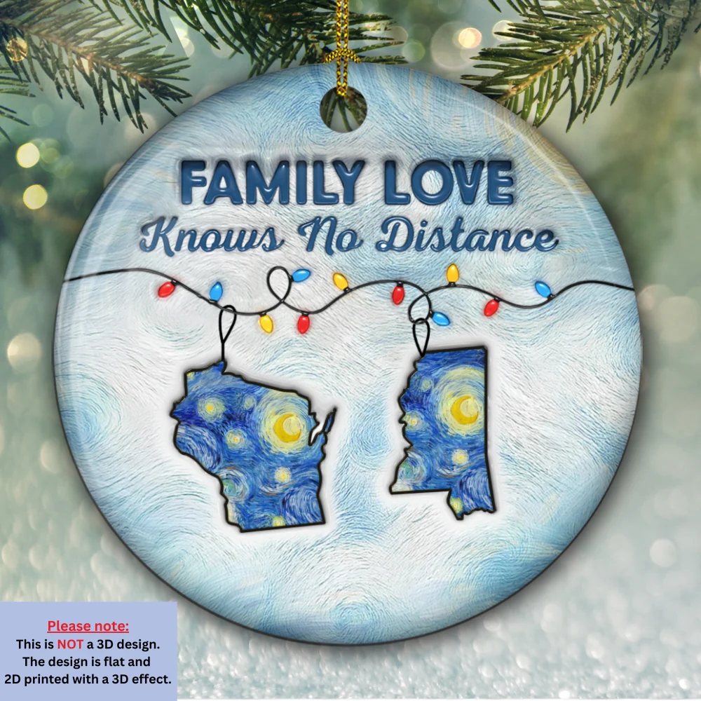 Long Distance - Personalized Custom 3D Inflated Effect Ceramic Ornament - Image 6