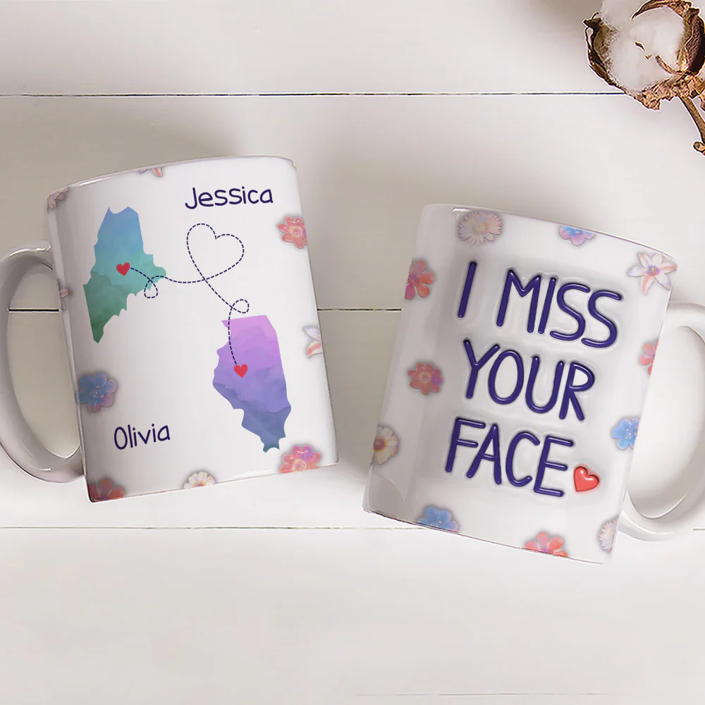 Long Distance State Besties - Personalized Custom 3D Inflated Effect Mug - Image 4