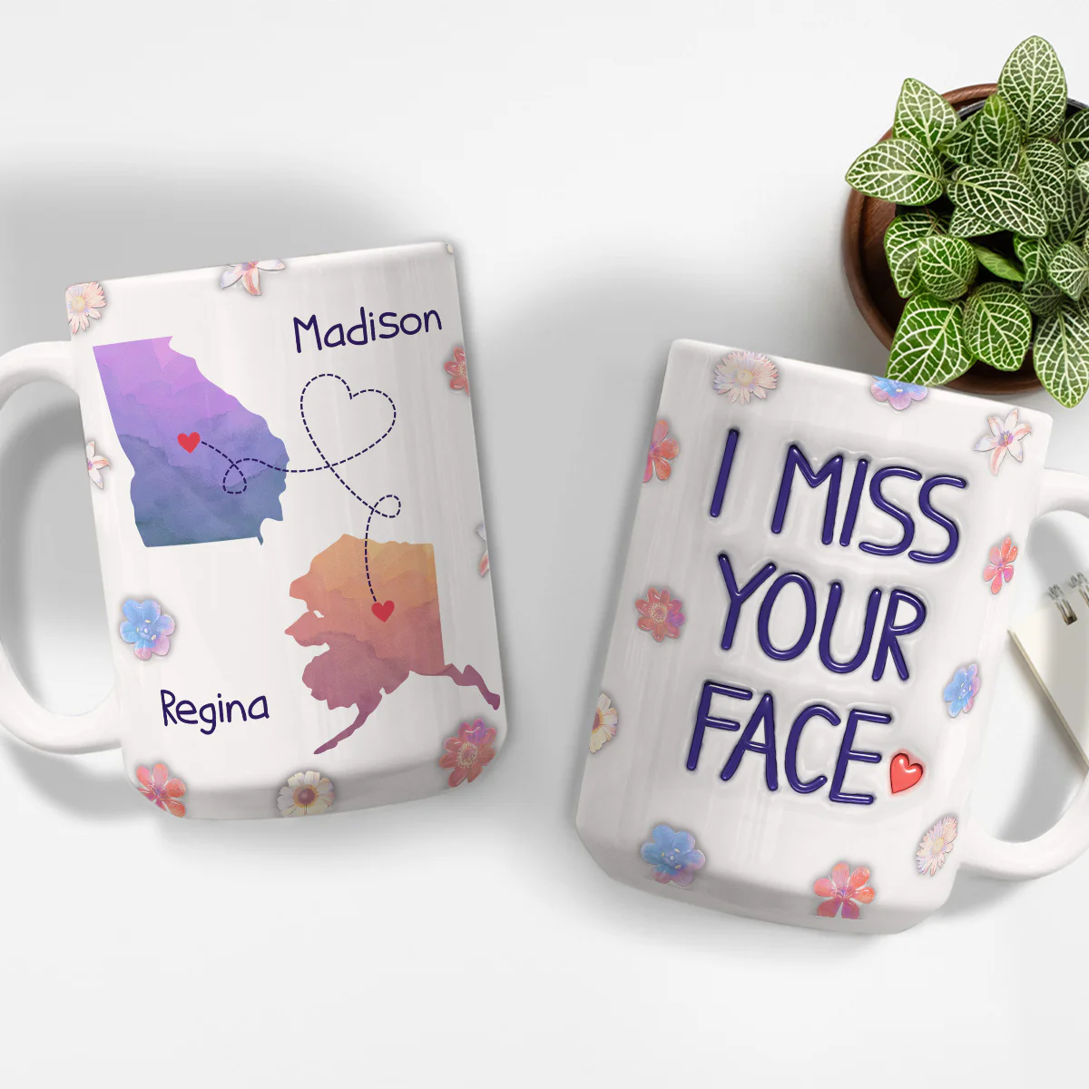 Long Distance State Besties - Personalized Custom 3D Inflated Effect Mug - Image 5