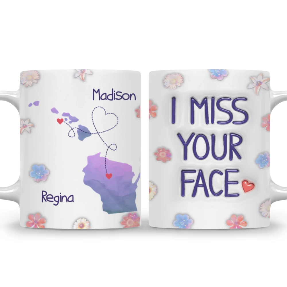 Long Distance State Besties - Personalized Custom 3D Inflated Effect Mug - Image 8