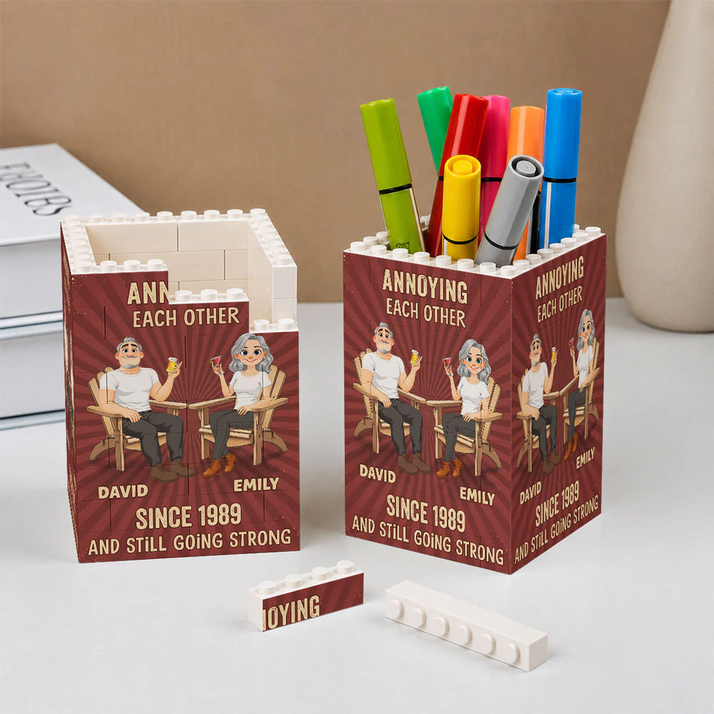 Long Lasting Love - Personalized Custom Block Pen Holder - Image 2