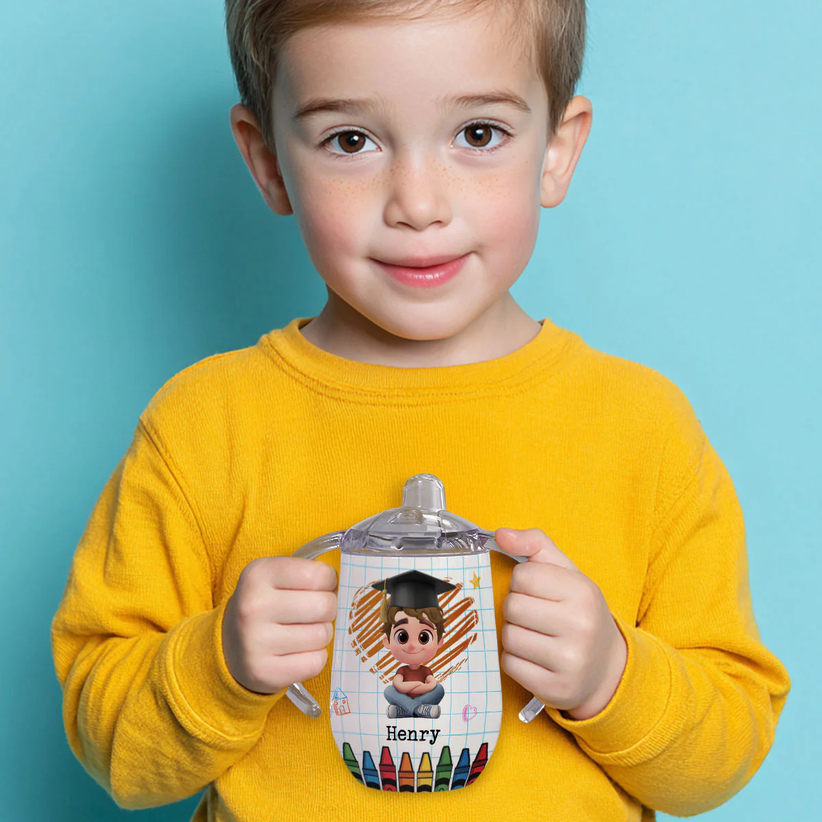 Look Out Kindergarten - Personalized Custom Sippy Cup With Handles - Image 6