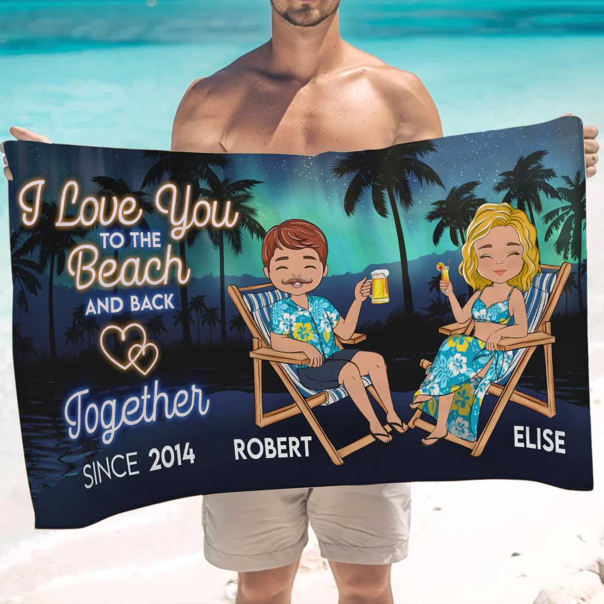 Love And Beach - Personalized Custom Beach Towel - Image 3
