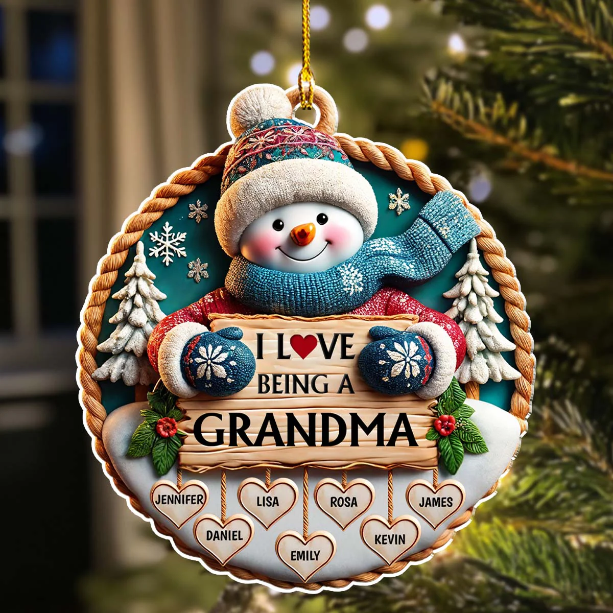 Love Being A Grandma - Personalized Custom 3D Inflated Effect Acrylic Ornament - Image 11