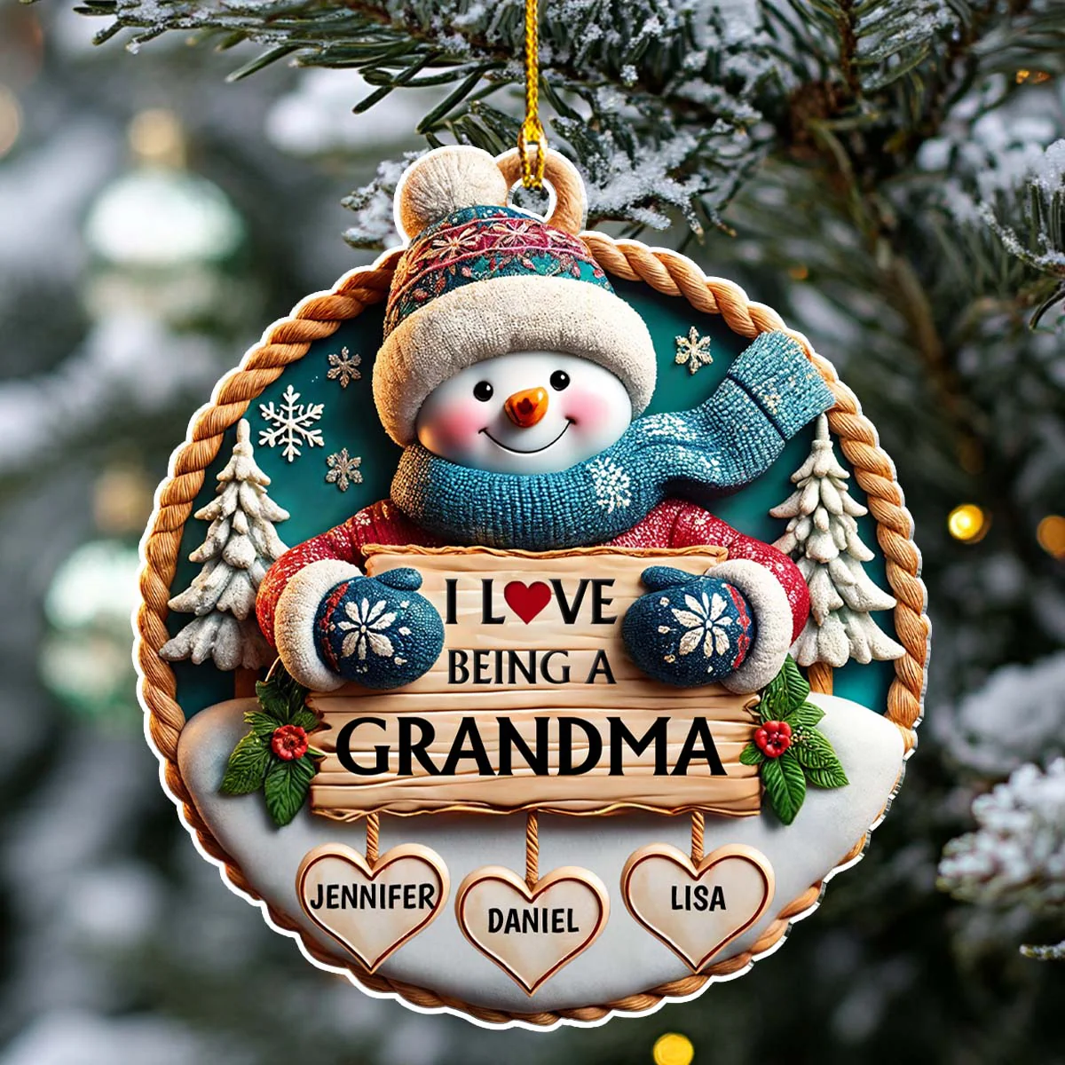 Love Being A Grandma - Personalized Custom 3D Inflated Effect Acrylic Ornament - Image 9
