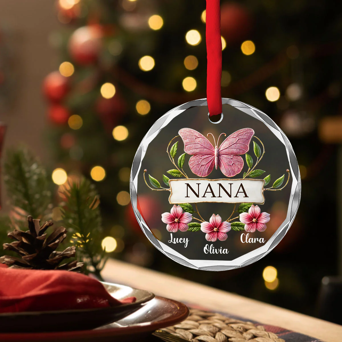 Love Being A Nana - Personalized Custom Glass Ornament - Image 4