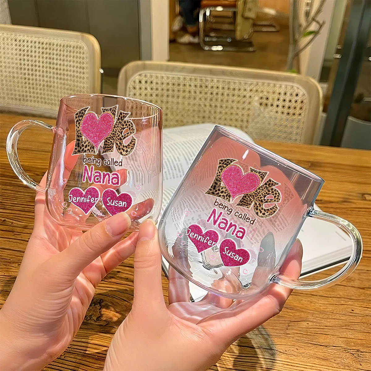 Love Being Called Grandma - Personalized Custom Pink Gradient Glass Mug - Image 5