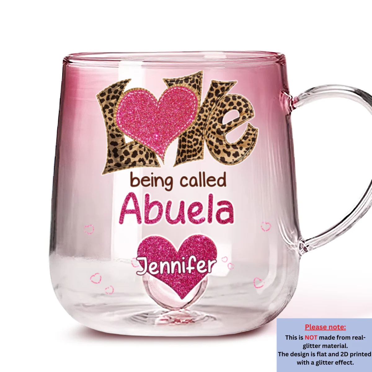 Love Being Called Grandma - Personalized Custom Pink Gradient Glass Mug - Image 7