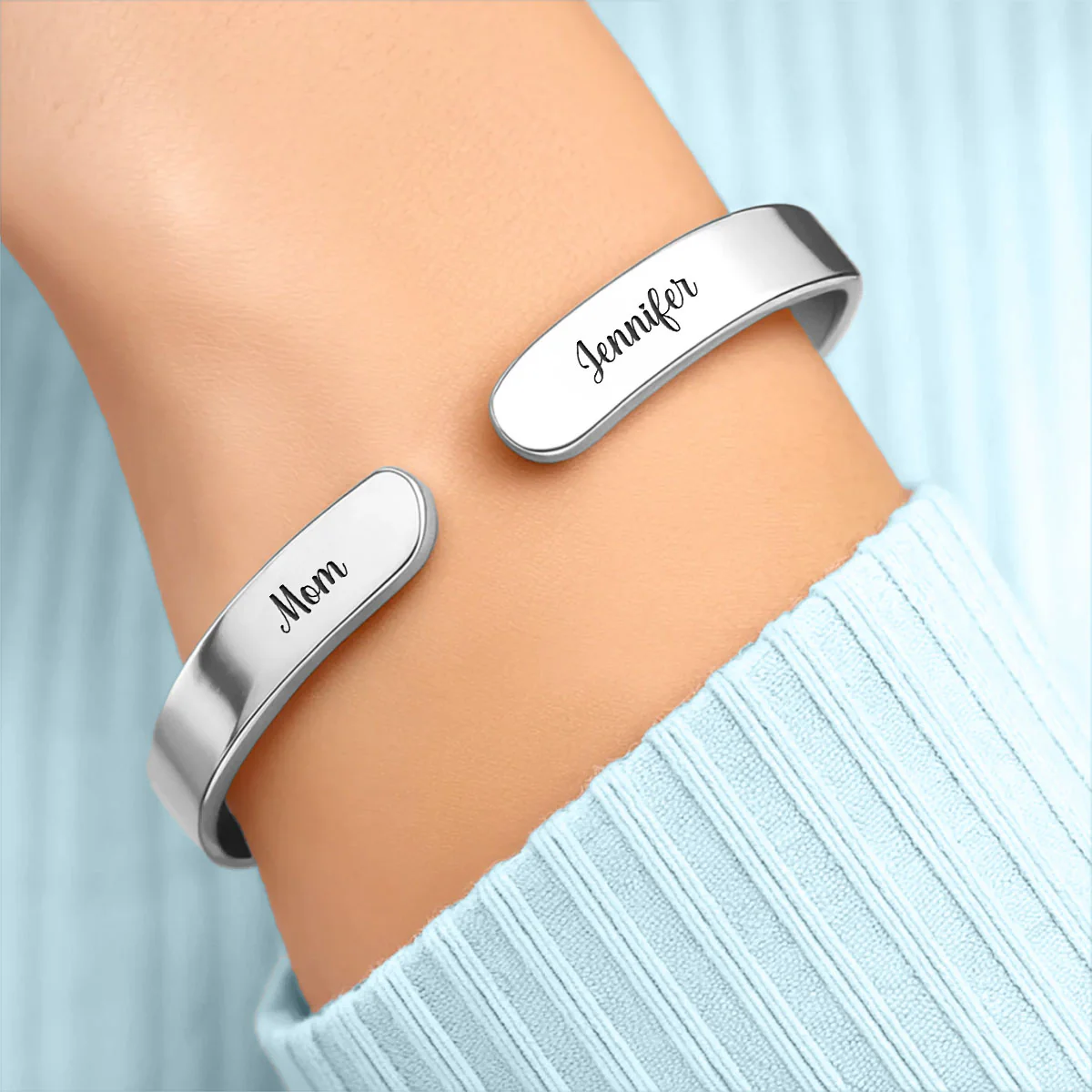 Love Between A Mother And Daughter - Personalized Custom Bracelet Cuff - Image 3