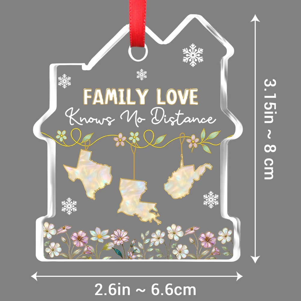 Love Between Family Knows No Bounds - Personalized Custom House Shaped Glass Ornament - Image 6