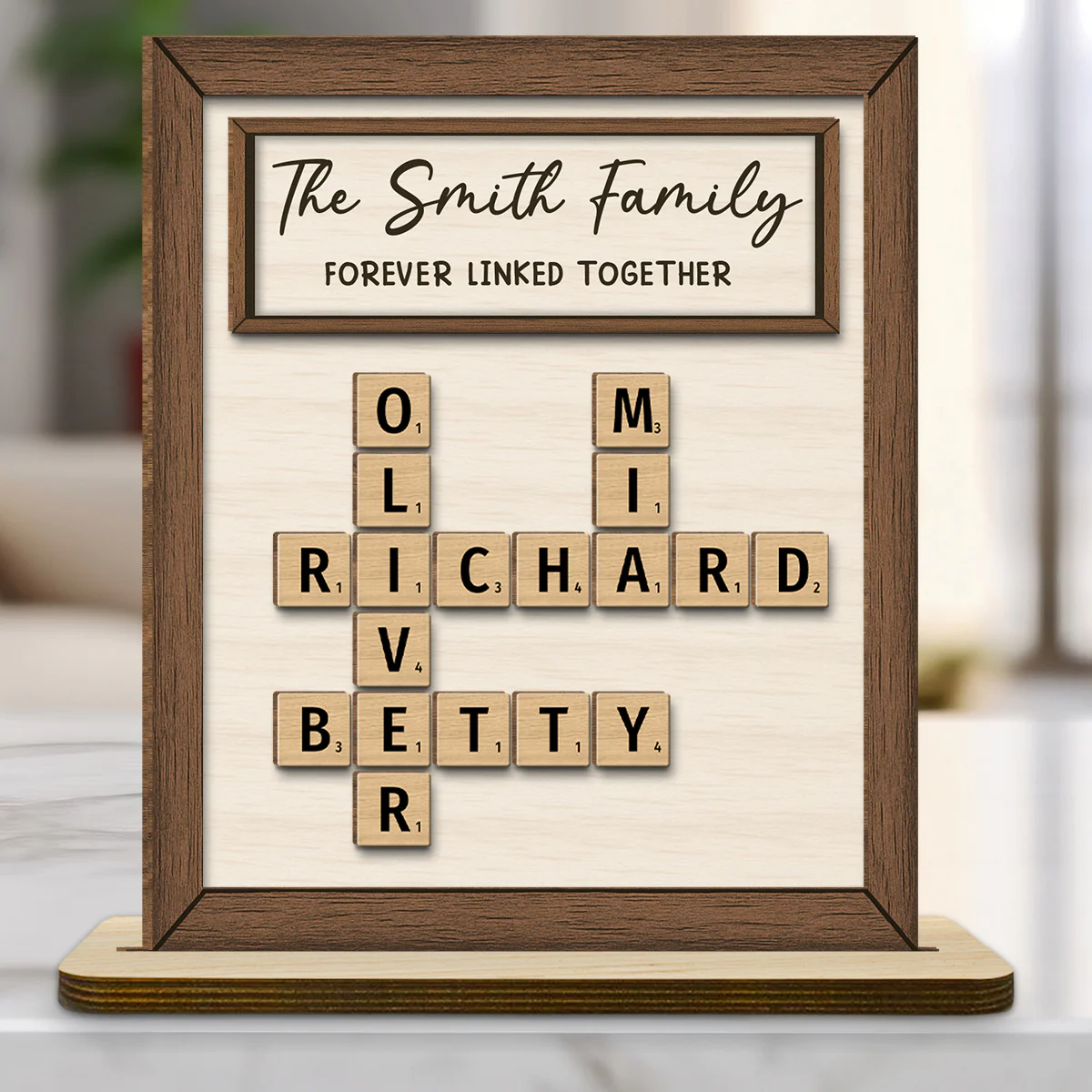 Love Connects Us Forevermore - Personalized Custom 2-Layer Wood Plaque With Flat Base
