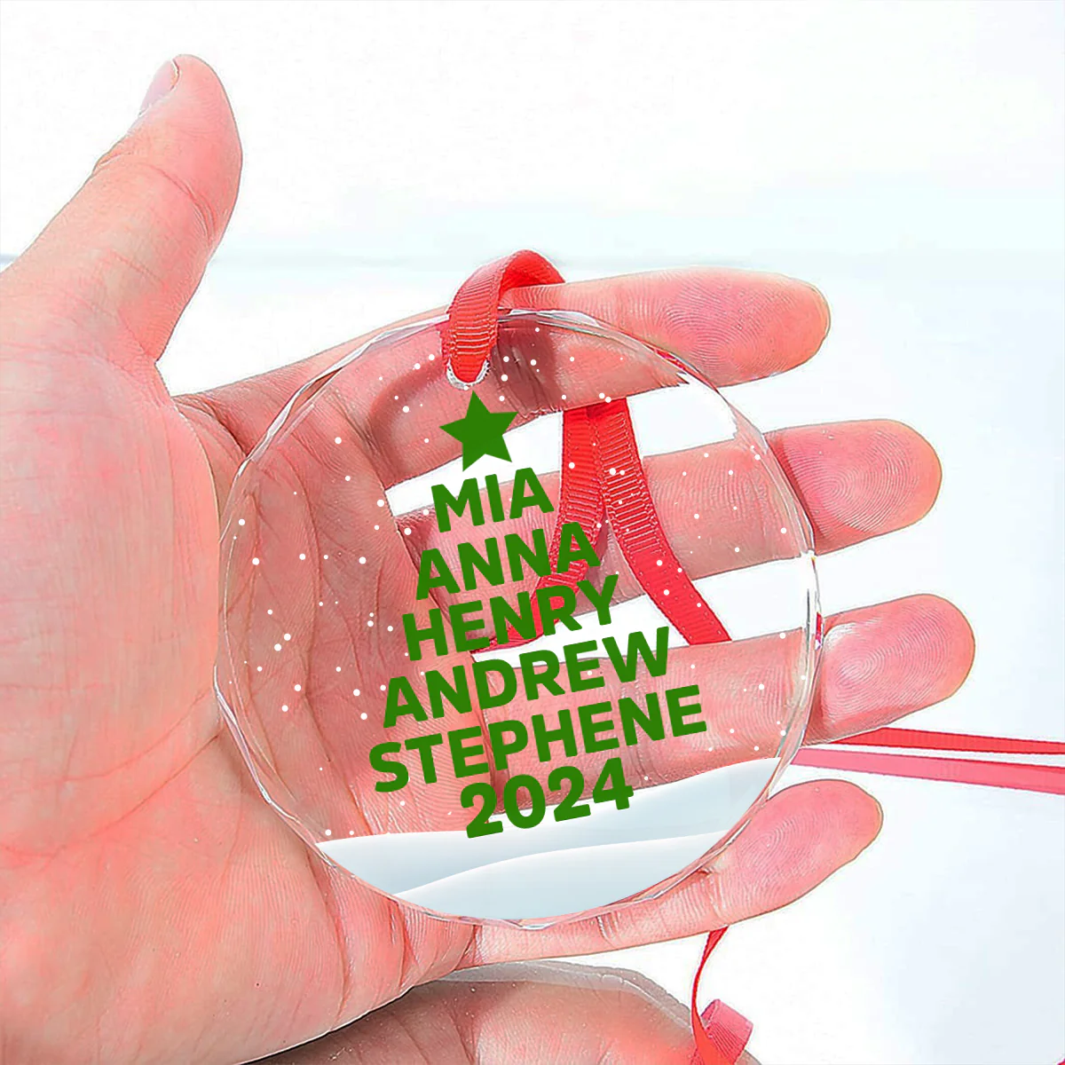 Love Family - Personalized Custom Glass Ornament - Image 3