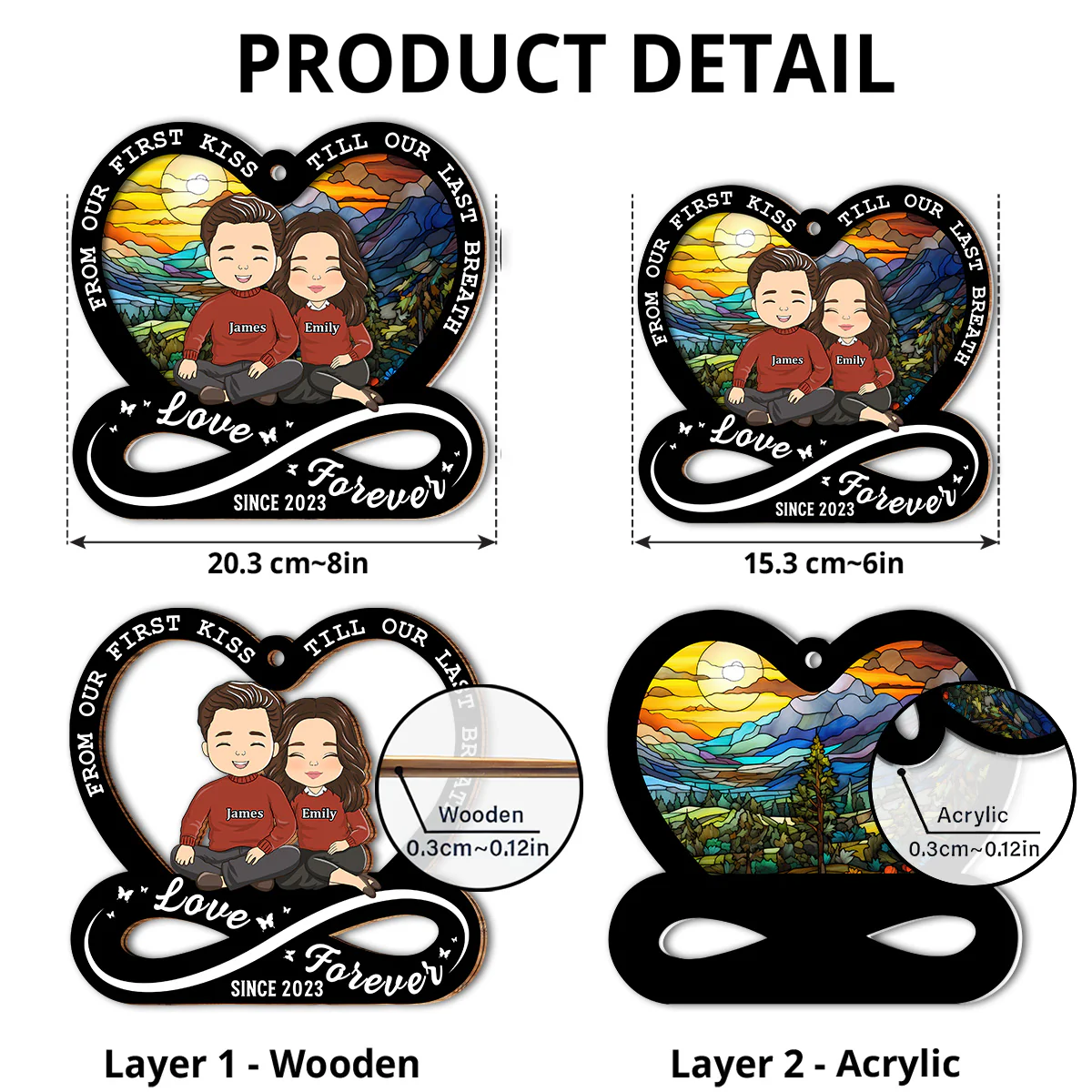 Love Forever - Personalized Custom Suncatcher - Image 3