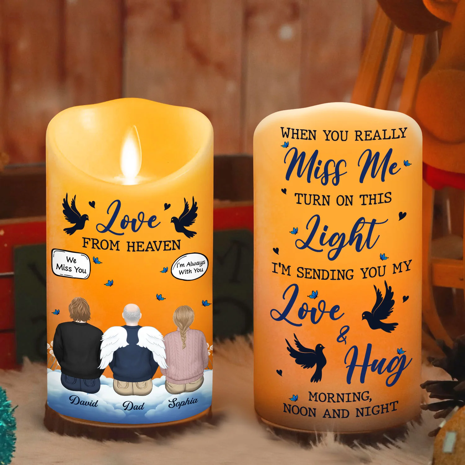 Love From Heaven - Personalized Custom LED Candle - Image 2