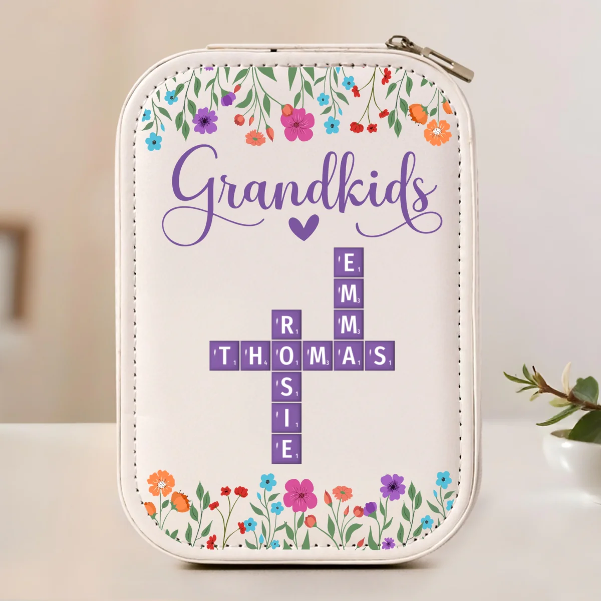 Love Grandkids - Personalized Custom Jewelry Box With LED Mirror - Image 7