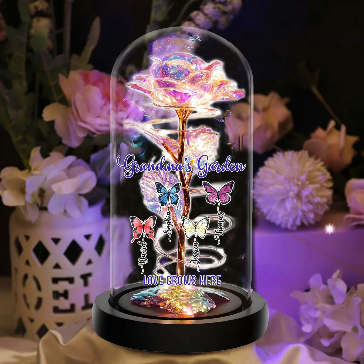 Love Grows Here - Personalized Custom Sparkly Rose - Image 3