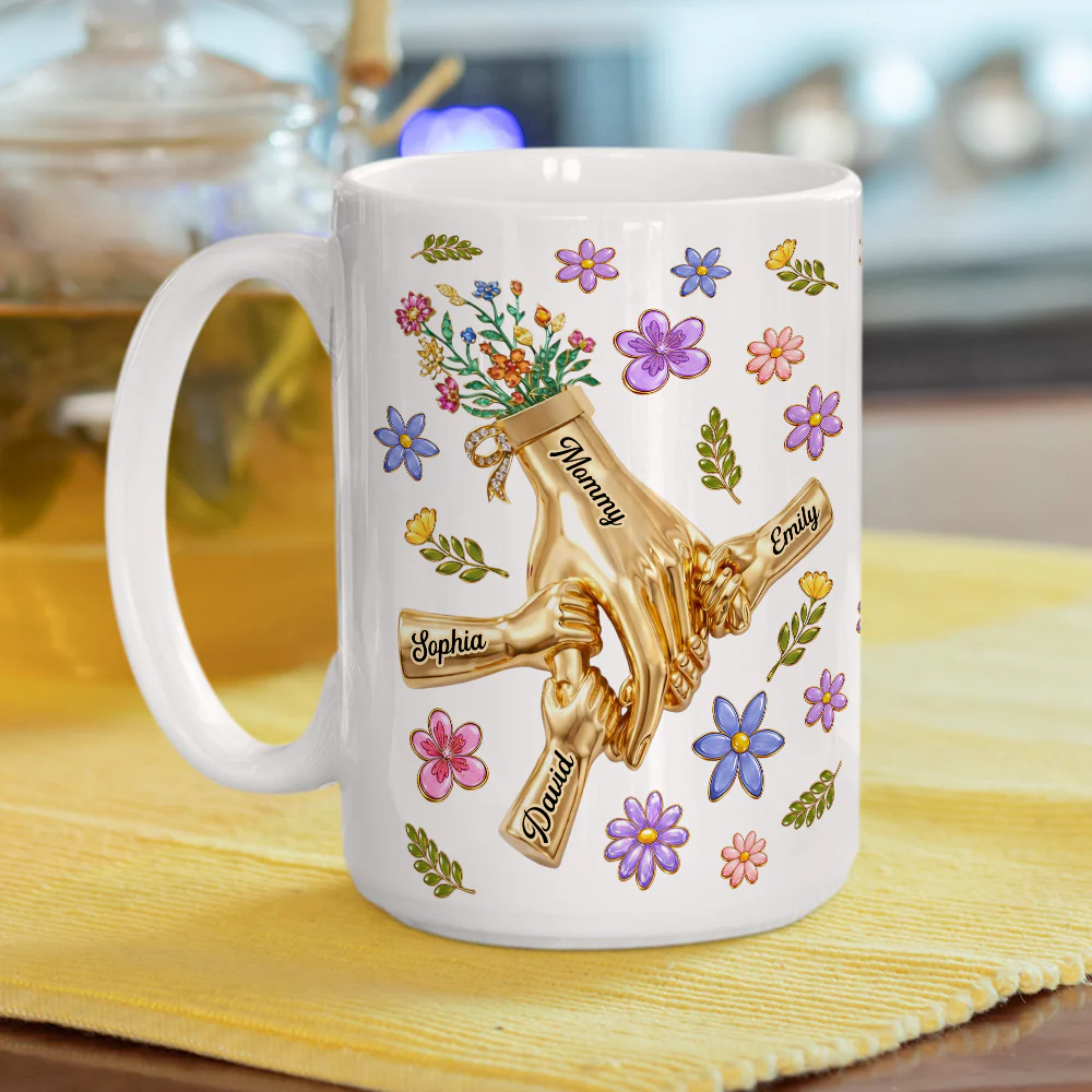 Love Grows In Mommy Arms - Personalized Custom 3D Inflated Effect Mug - Image 4