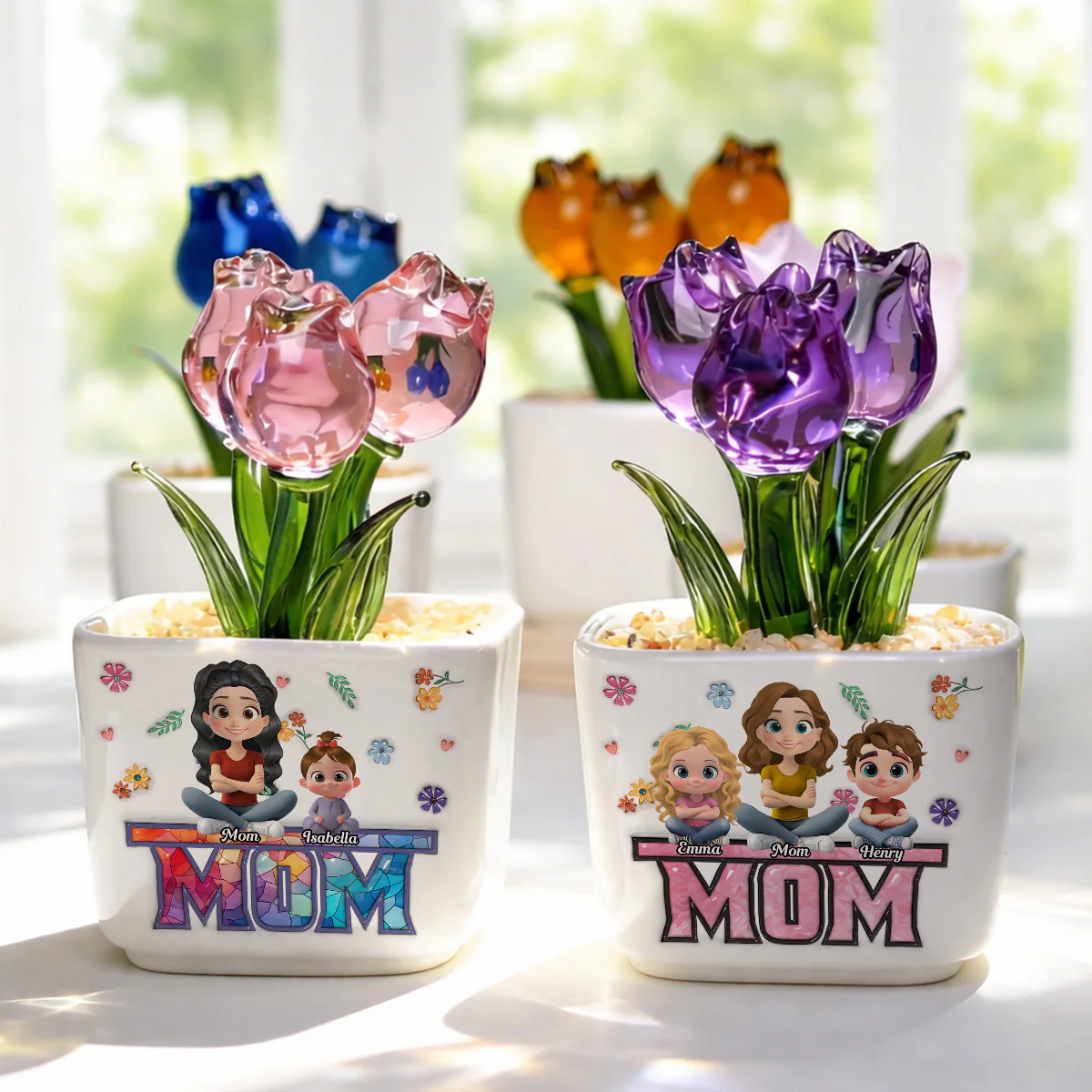 Love Grows Into Family - Personalized Custom Glass Everlasting Tulips - Image 5
