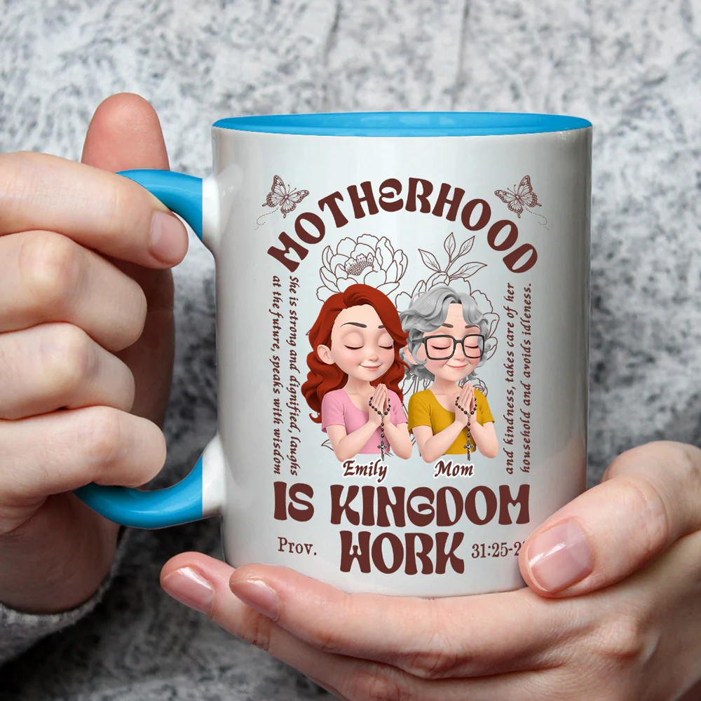 Love Grows Through Motherhood - Personalized Custom Accent Mug - Image 2