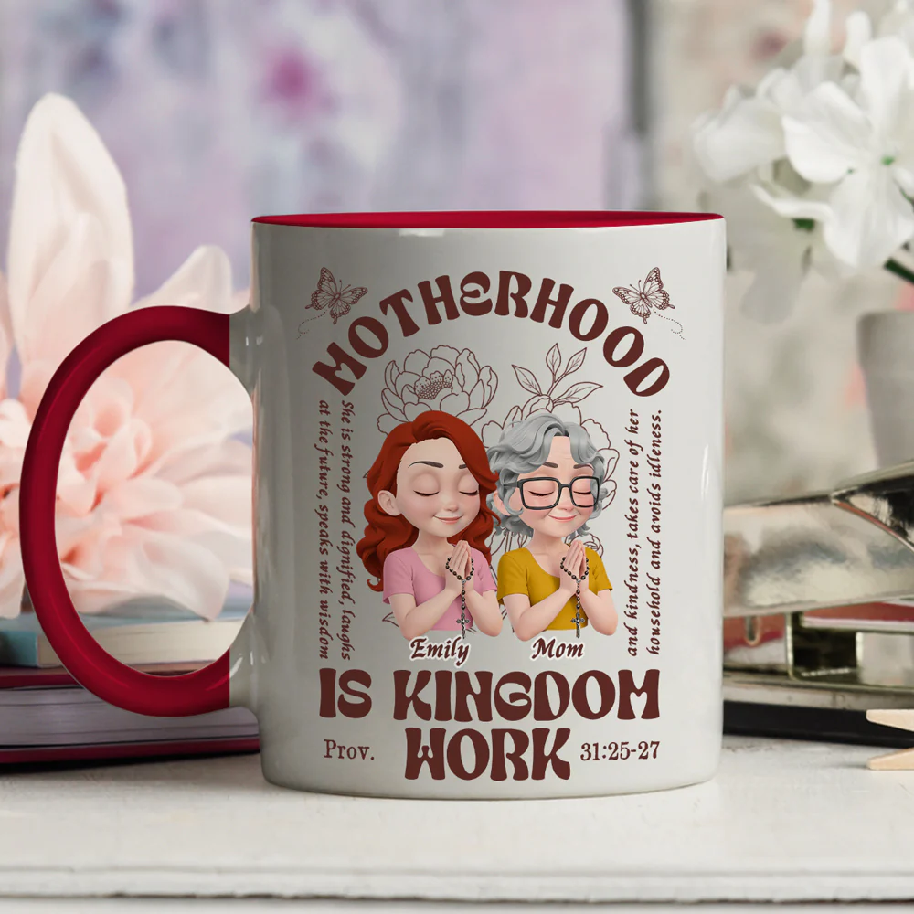 Love Grows Through Motherhood - Personalized Custom Accent Mug - Image 3