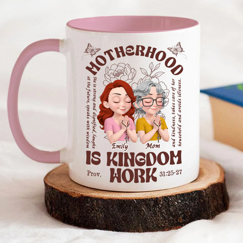 Love Grows Through Motherhood - Personalized Custom Accent Mug - Image 4
