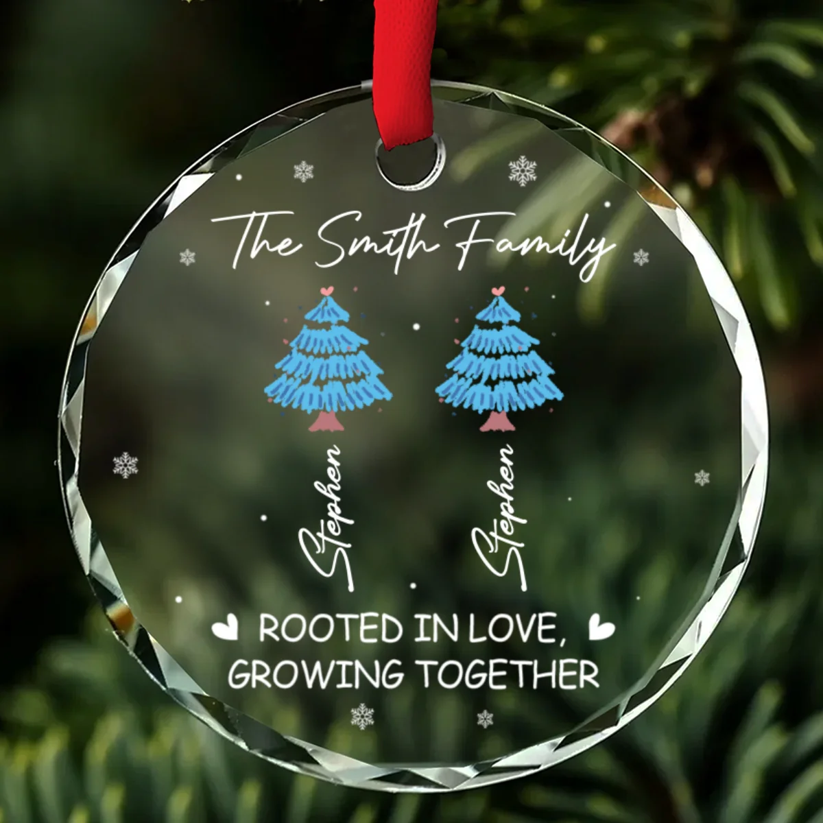 Love Grows Where We Are Rooted - Personalized Custom Glass Ornament - Image 5