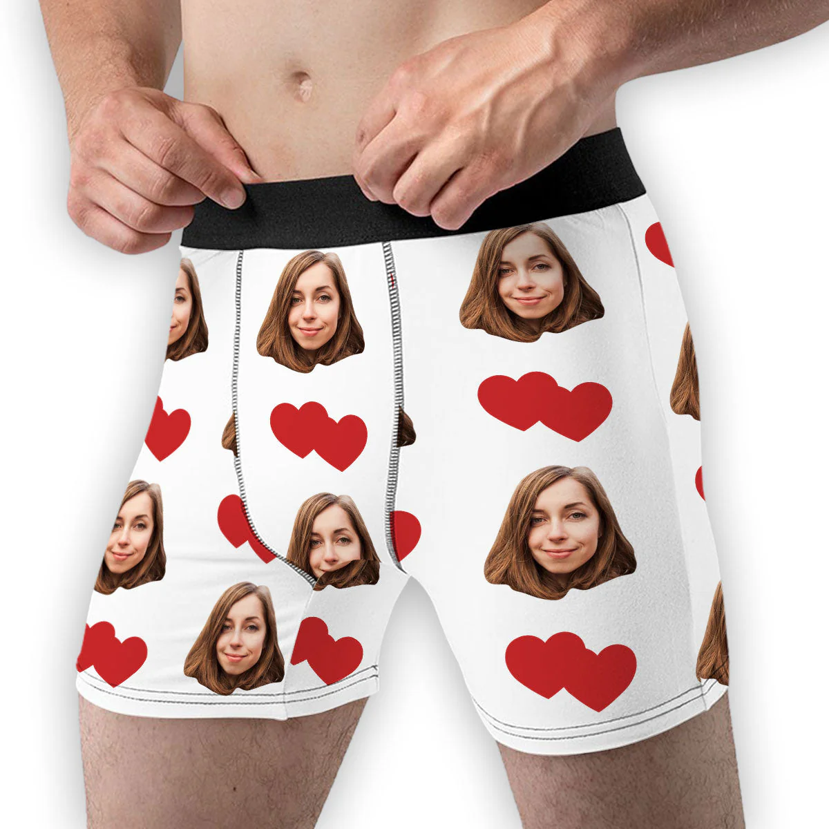 Love Heart - Personalized Photo Men's Boxer Briefs - Image 2