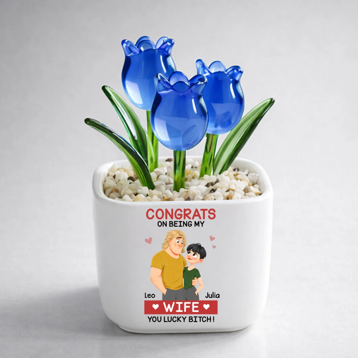 Love Is You 2 - Personalized Custom Glass Everlasting Tulips - Image 7