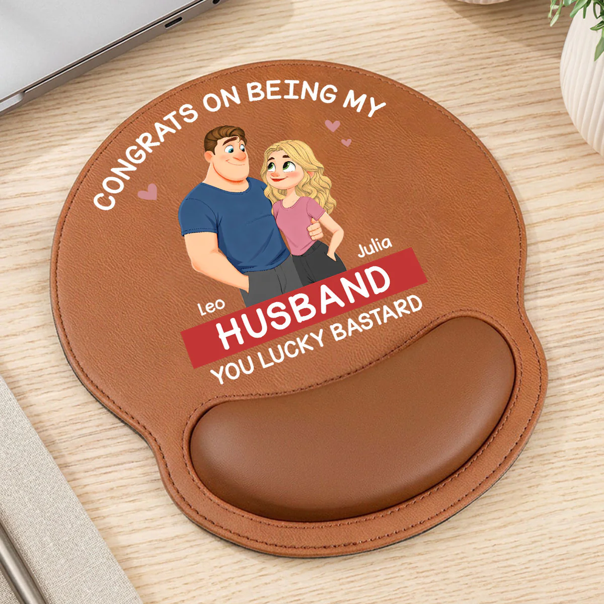 Love Is You - Personalized Custom Leather Mouse Pad