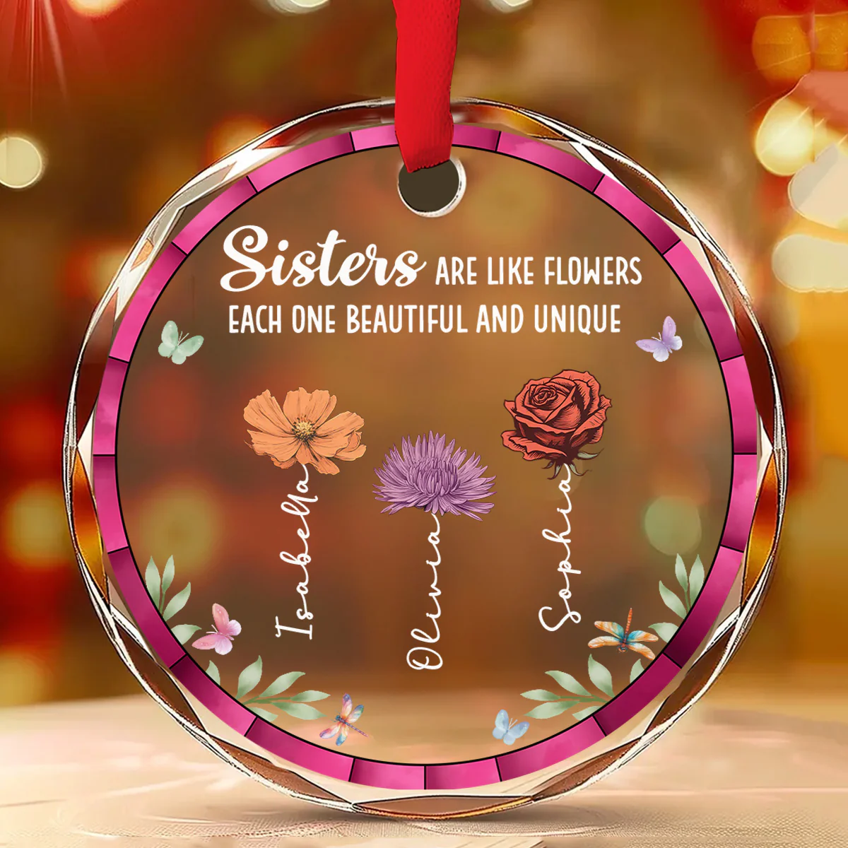 Love Makes Every Flower Bloom - Personalized Custom Glass Ornament - Image 2