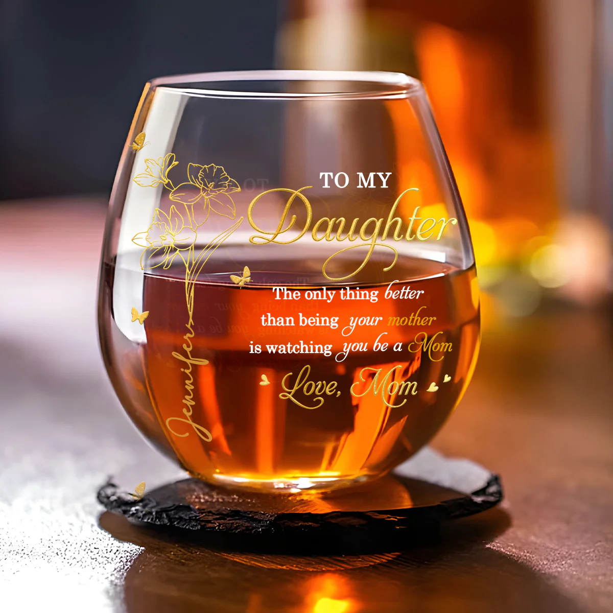 Love My Daughter Be A Mom - Personalized Custom Wine Glass