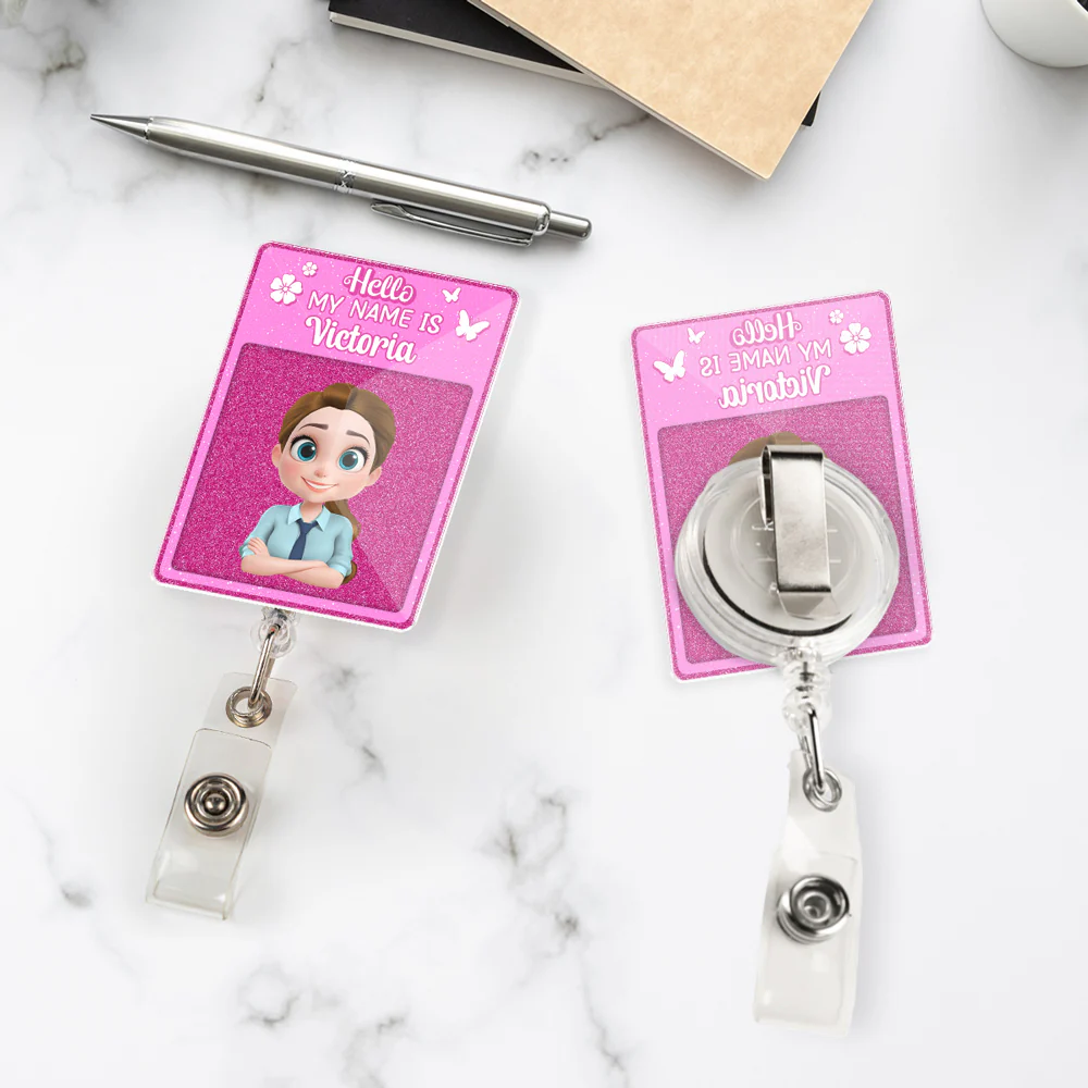Love My Job - Personalized Custom Acrylic Badge Reel - Image 3
