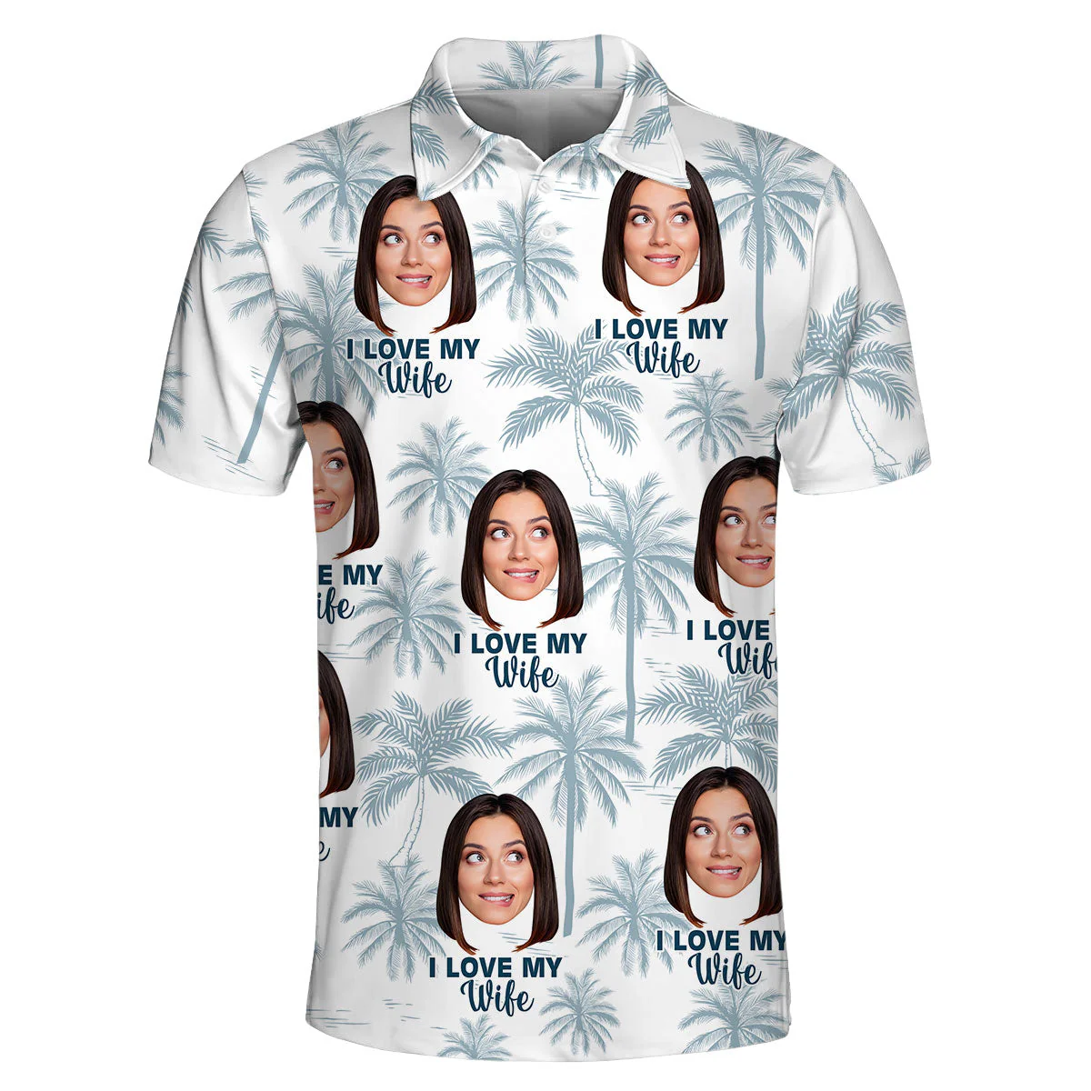 Love My Wife - Personalized Photo Polo Shirt