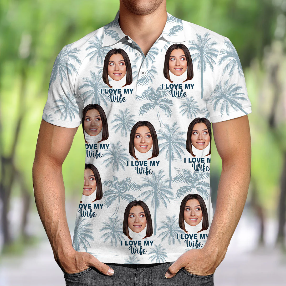 Love My Wife - Personalized Photo Polo Shirt - Image 3