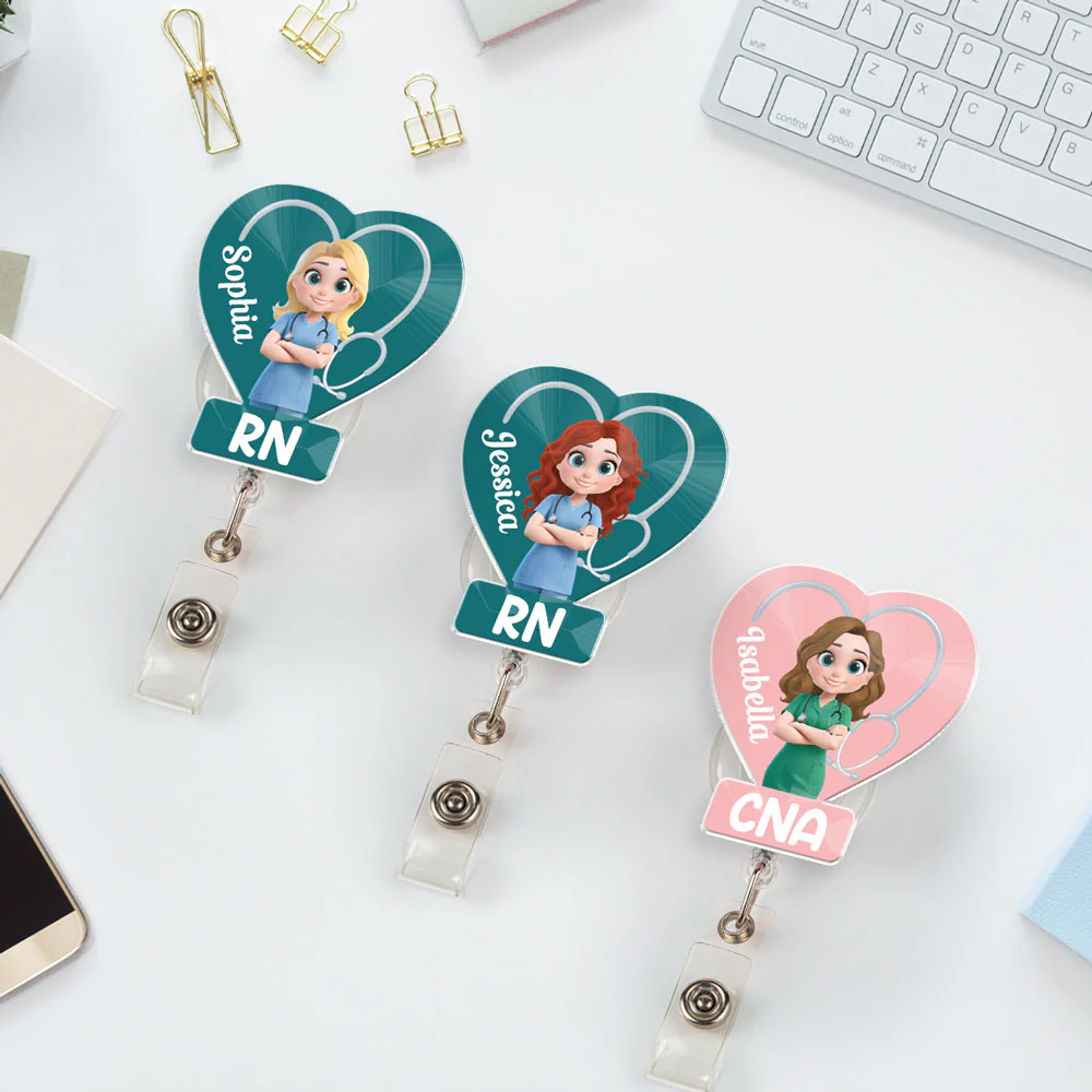Love Nurse Life - Personalized Custom Acrylic Badge Reel - Image 3