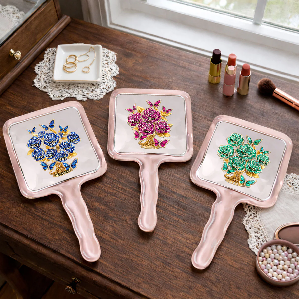 Love Rooted In Motherhood - Personalized Custom Handheld Mirror - Image 4
