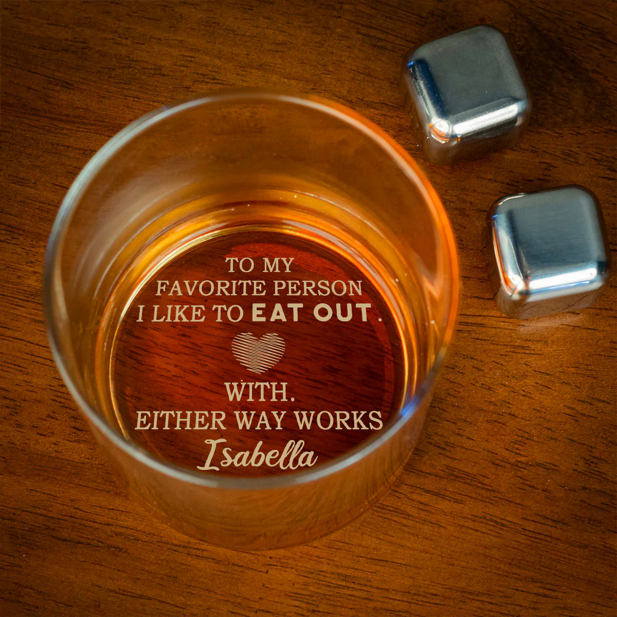 Love Served Hot And Wet - Personalized Custom Engraved Whiskey Glass - Image 2