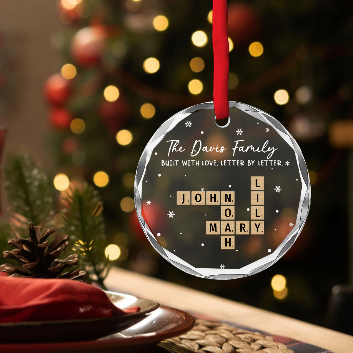 Love Spelled in Every Letter - Personalized Custom Glass Ornament - Image 3