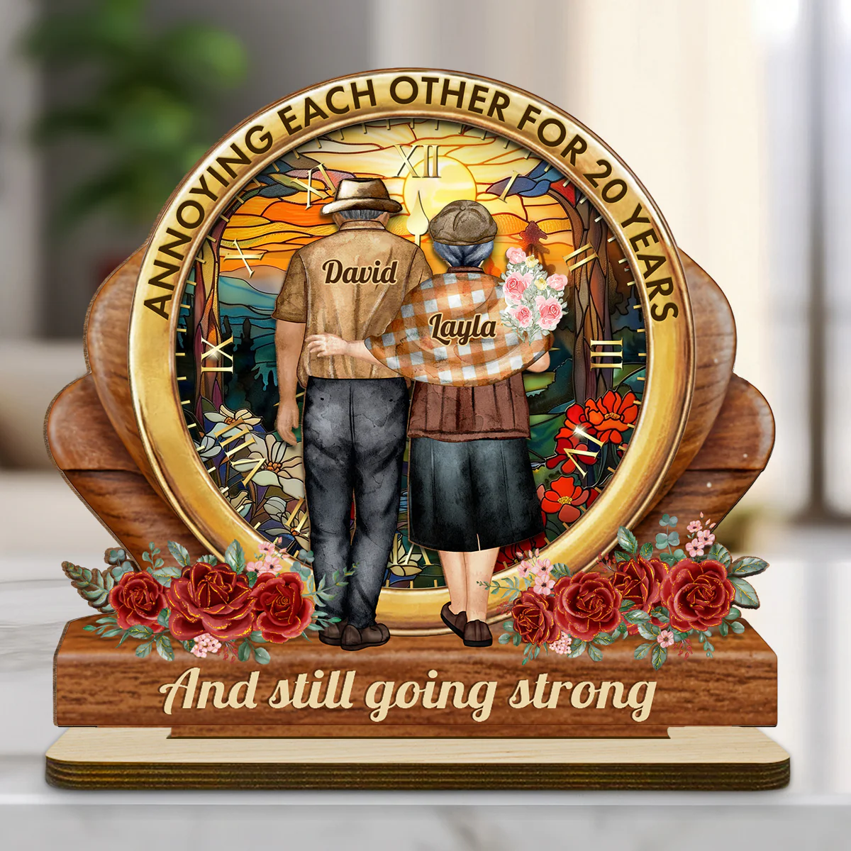 Love Through the Years - Personalized Custom 2-Layer Wood Plaque With Flat Base - Image 2