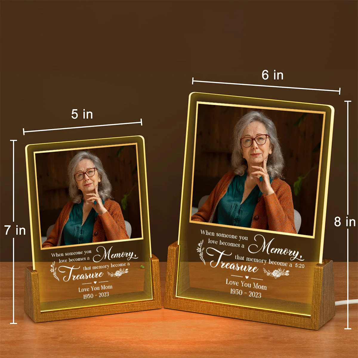 Love Turns Into Treasured Memories - Personalized Custom Plaque With Walnut Base - Image 4