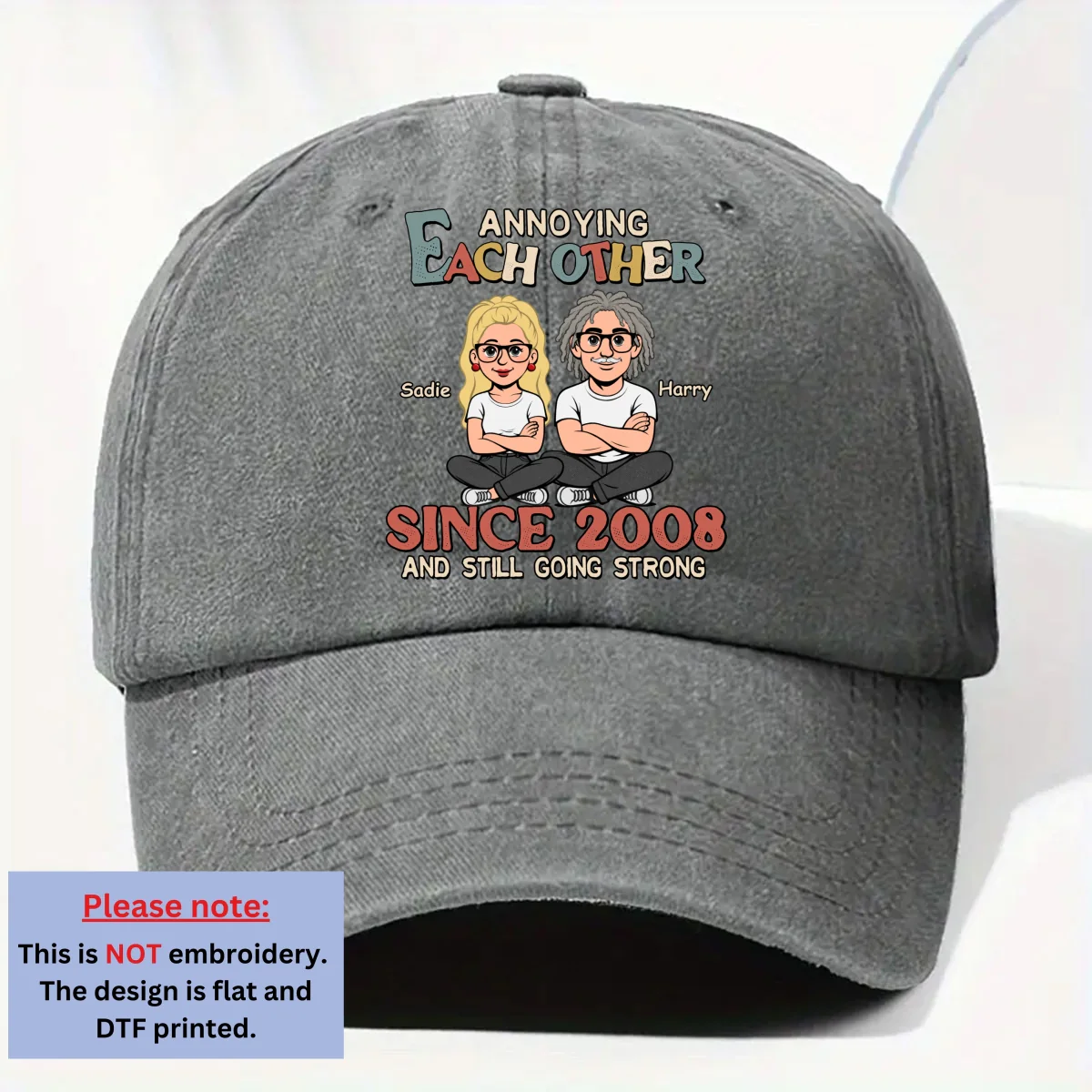 Love You Forever - Personalized Custom Vintage Washed Denim Cap - Image 7