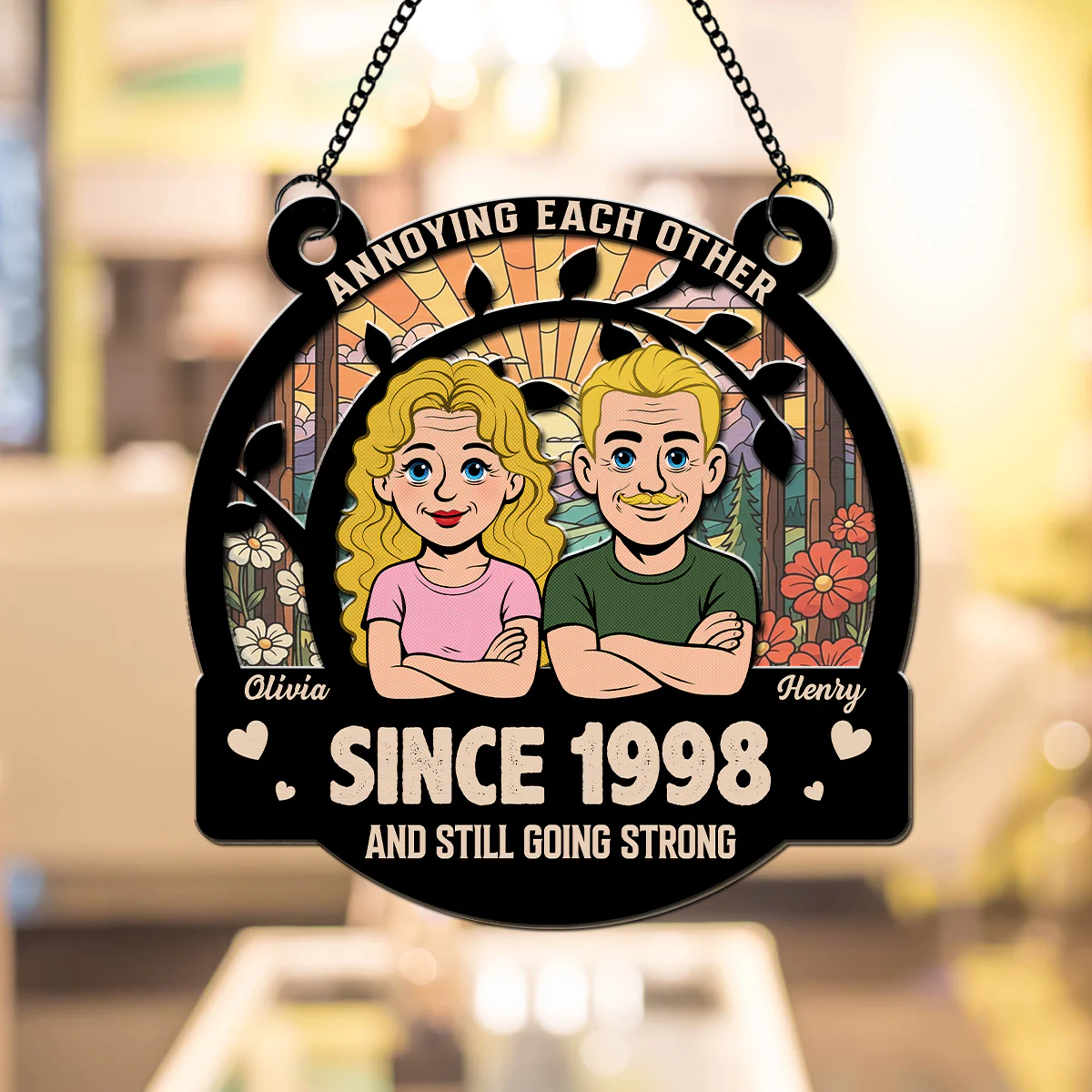 Love You Forever Retro - Personalized Custom Suncatcher - Image 5