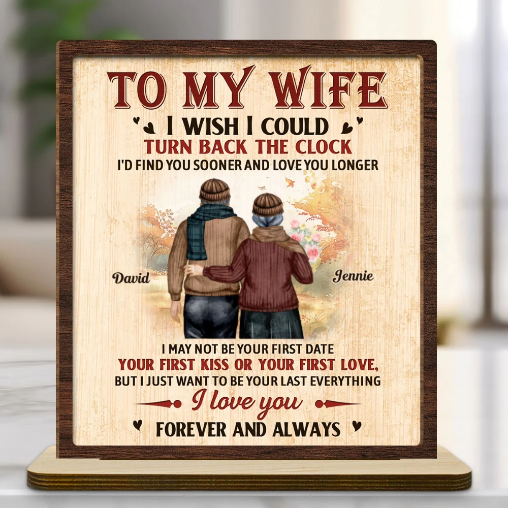 Love You Longer - Personalized Custom 2-Layer Wood Plaque With Flat Base - Image 7