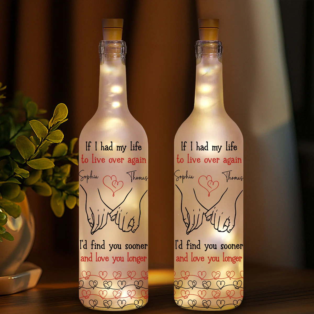 Love You Longer - Personalized Custom Bottle Lamp - Image 2
