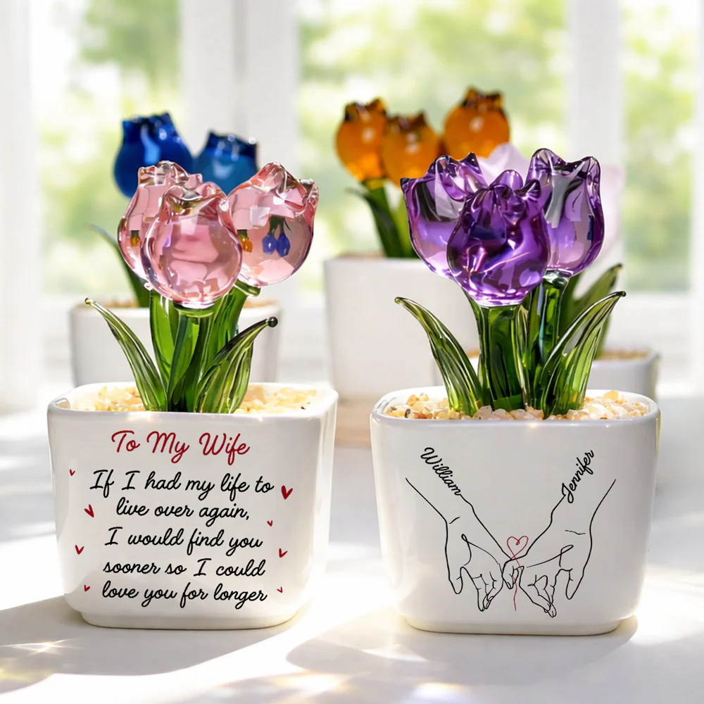 Love You Longer - Personalized Custom Glass Everlasting Tulips - Image 3