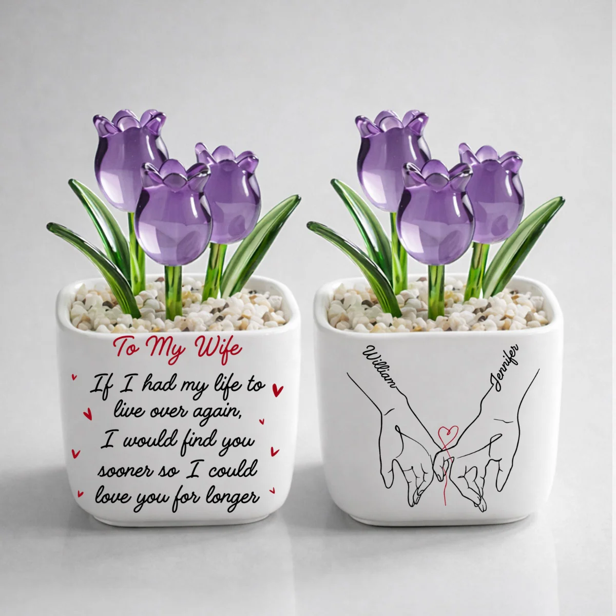 Love You Longer - Personalized Custom Glass Everlasting Tulips - Image 9