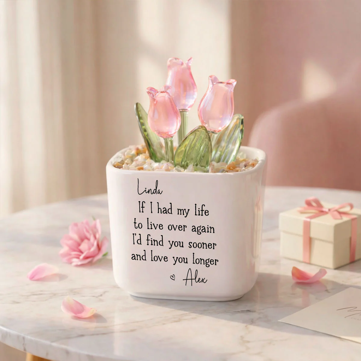 Love You Longer - Personalized Custom Glass Everlasting Tulips - Image 6