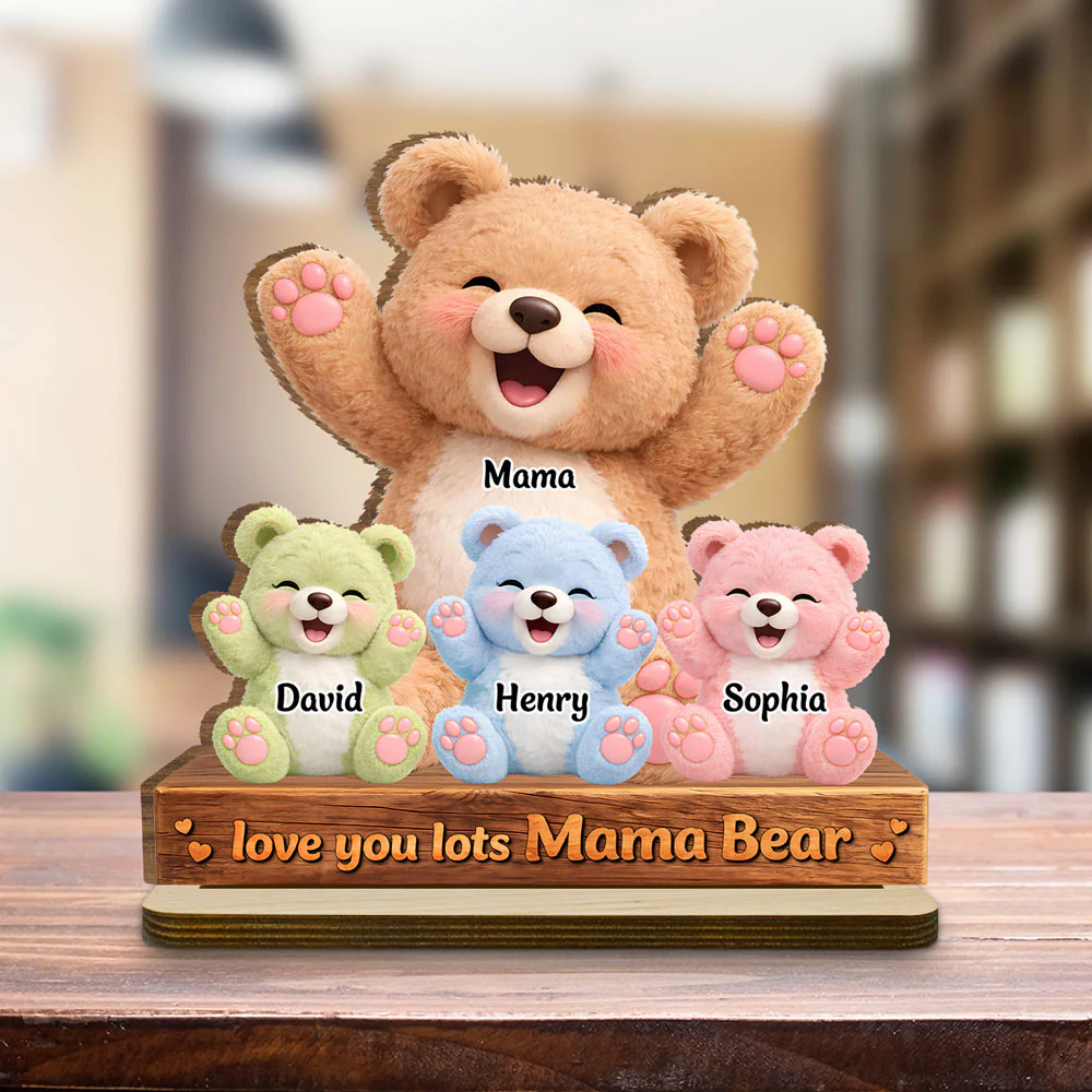 Love You Lots - Personalized Custom 2-Layer Wood Plaque With Flat Base - Image 3