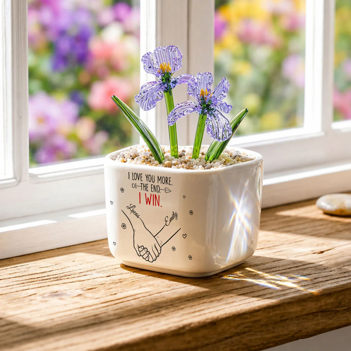 Love You More Always - Personalized Custom Glass Birth Month Flower - Image 2